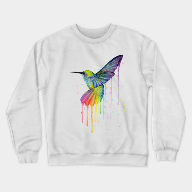 Rainbow Hummingbird Crewneck Sweatshirt by Olechka